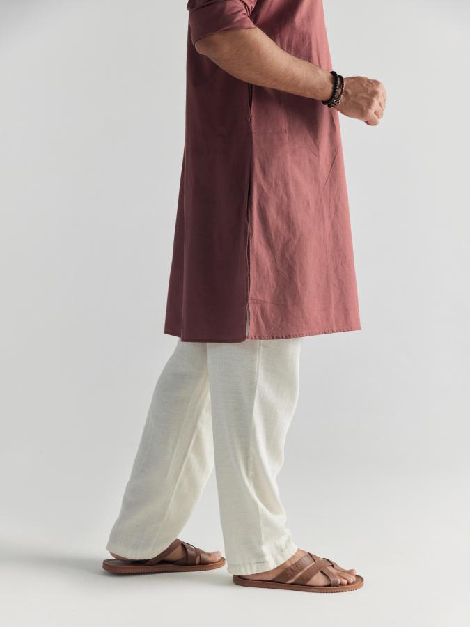 Rose Taupe Airy Linen Long Kurta