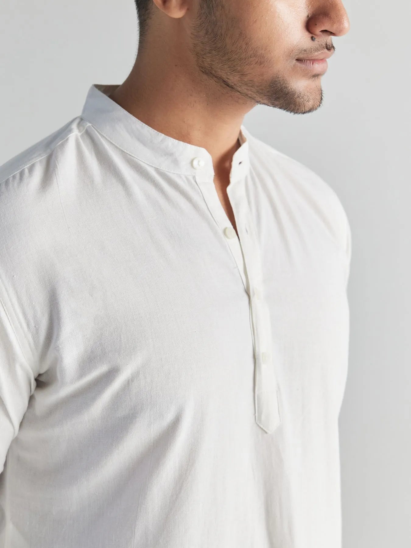 Men White Airy Linen Long Kurta