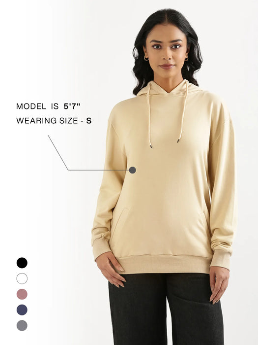 Unisex Beige Pullover Fleece Hoodie