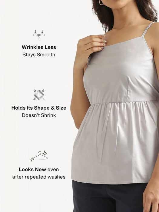 Women Light Grey Better Cotton Peplum Top