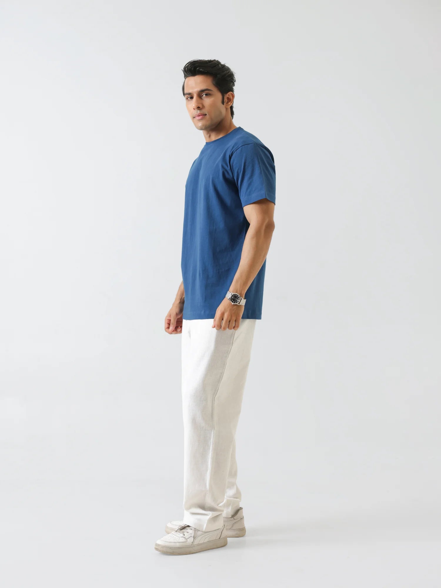Men Midnight Blue Round Neck T-shirt