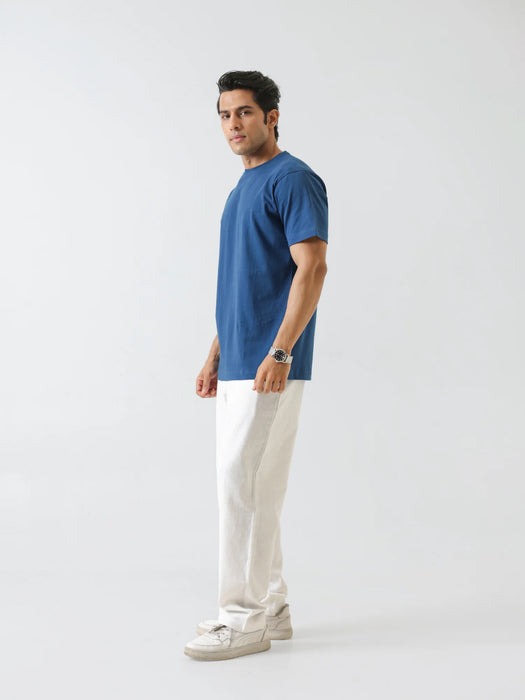 Men Midnight Blue Round Neck T-shirt