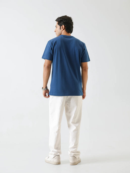 Men Midnight Blue Round Neck T-shirt