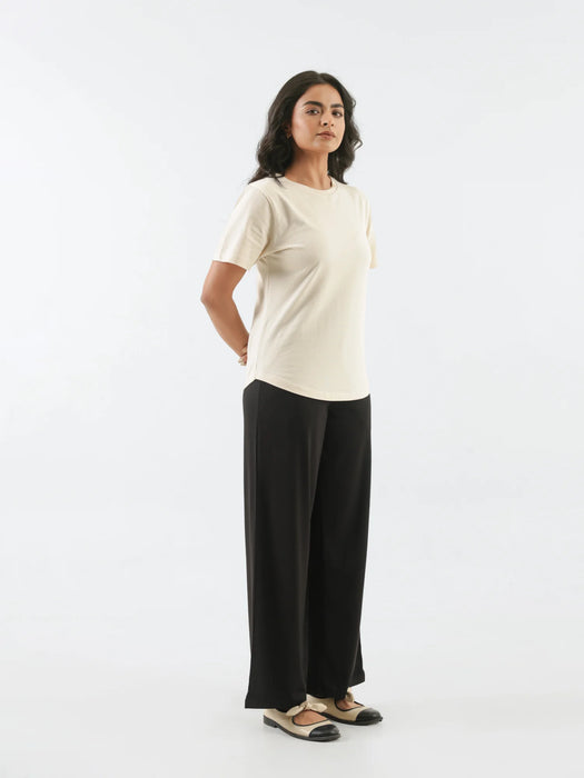 Women Beige Round Neck T-shirt