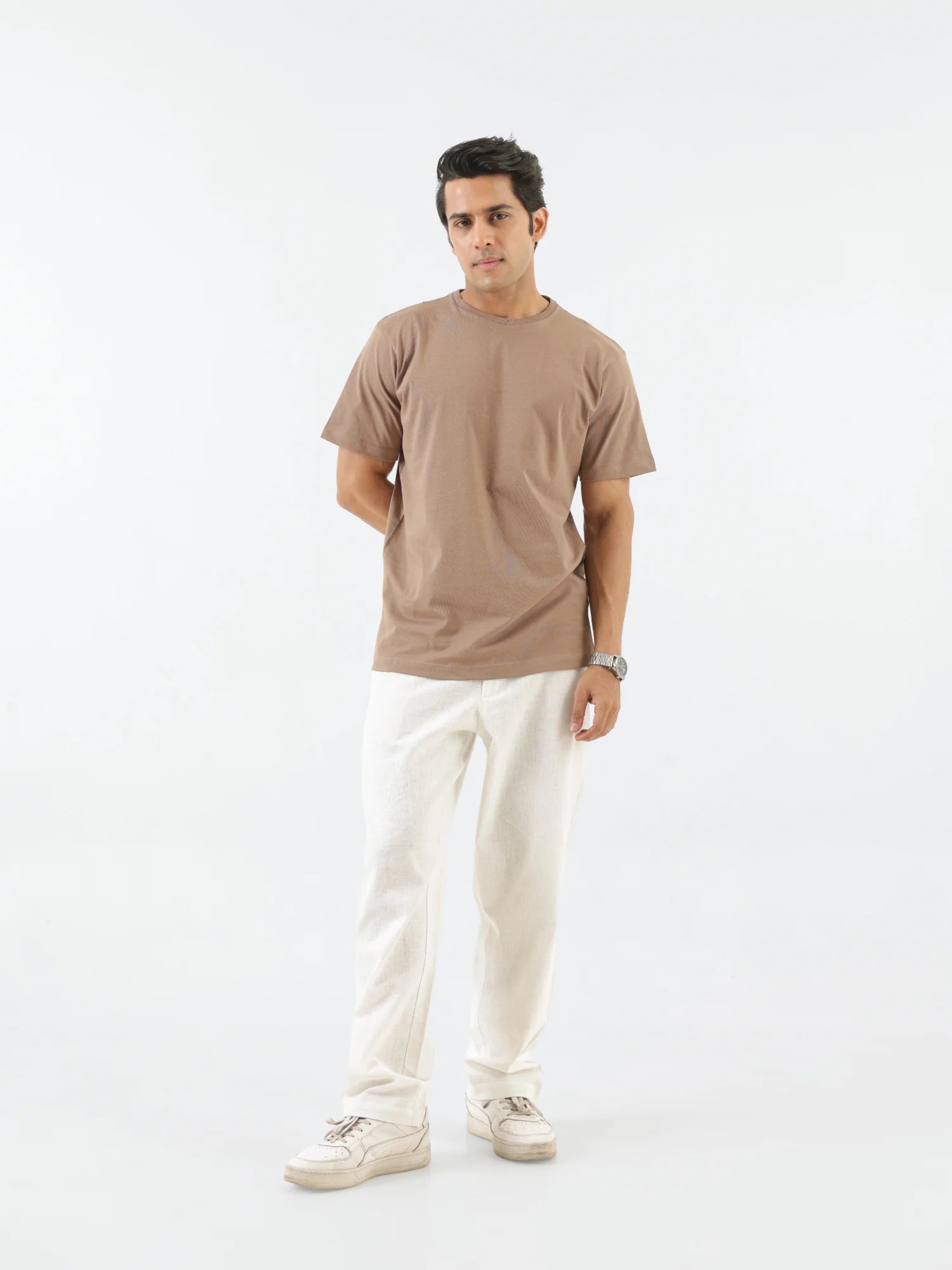 Men Mesa Taupe Round Neck T-shirt