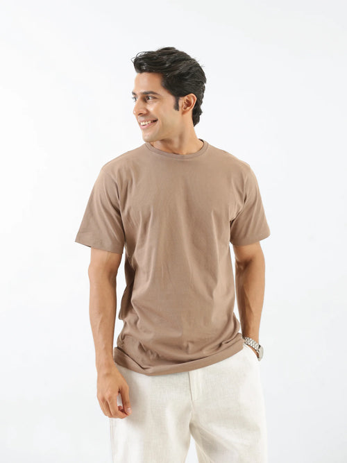 Men Mesa Taupe Round Neck T-shirt