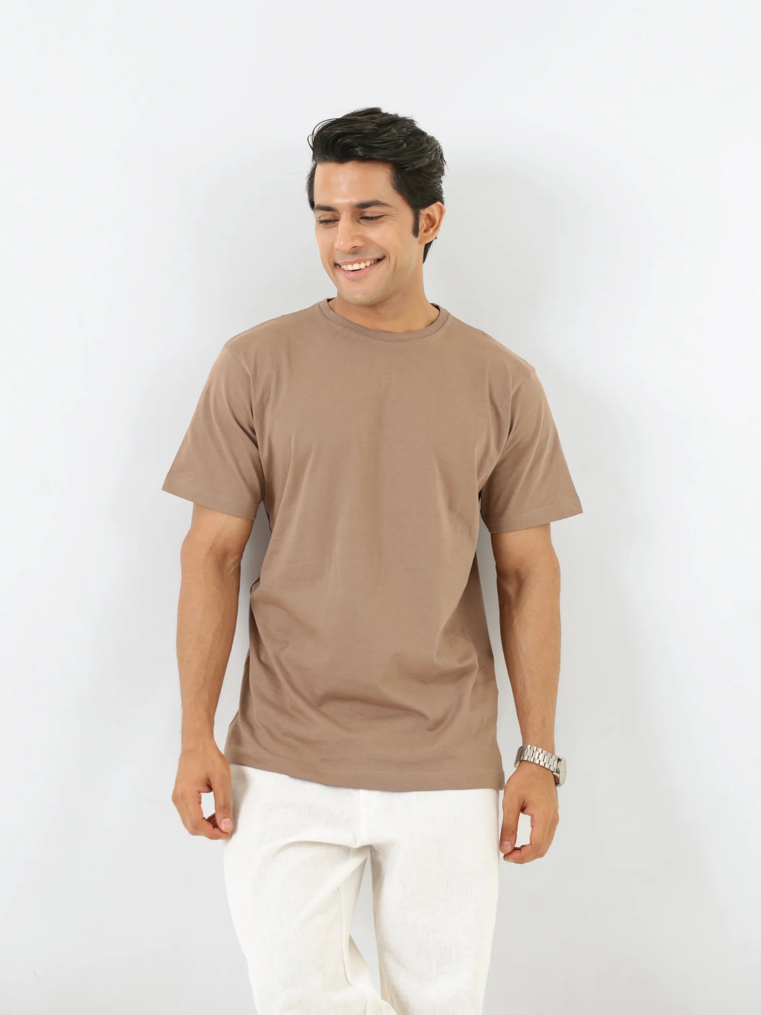 Men Mesa Taupe Round Neck T-shirt