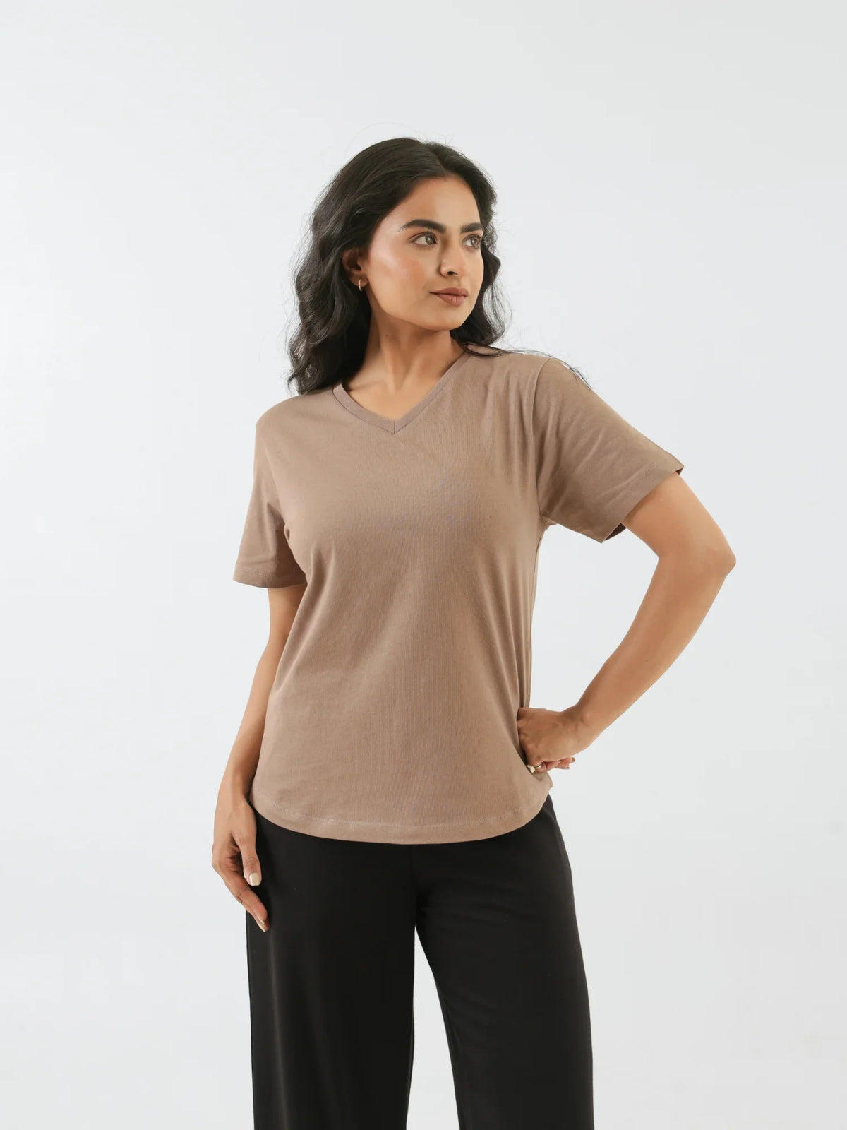 Buy Any 3 Women V-neck T-shirt - Mesa Taupe