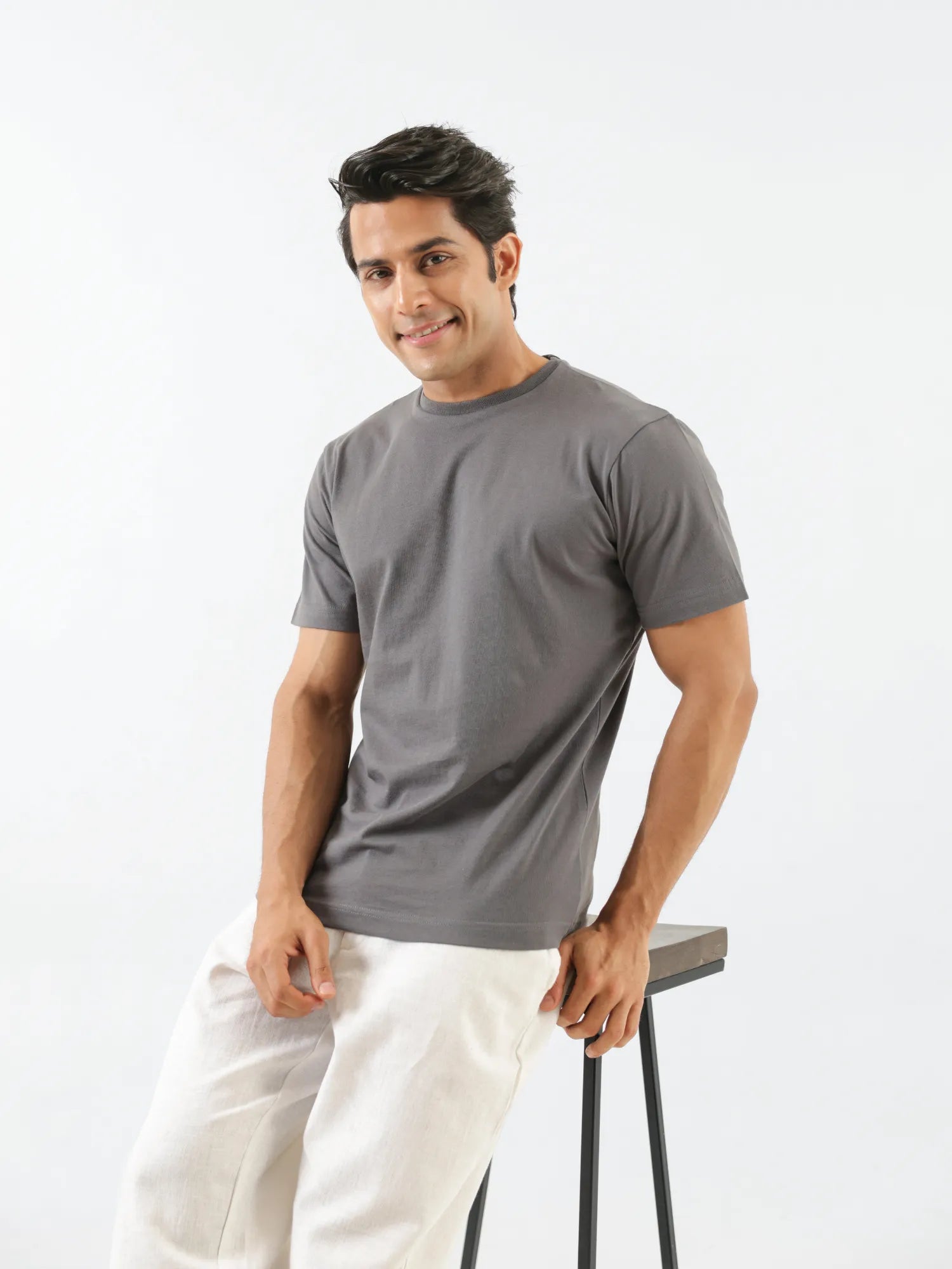 Men German Grey Round Neck T-shirt