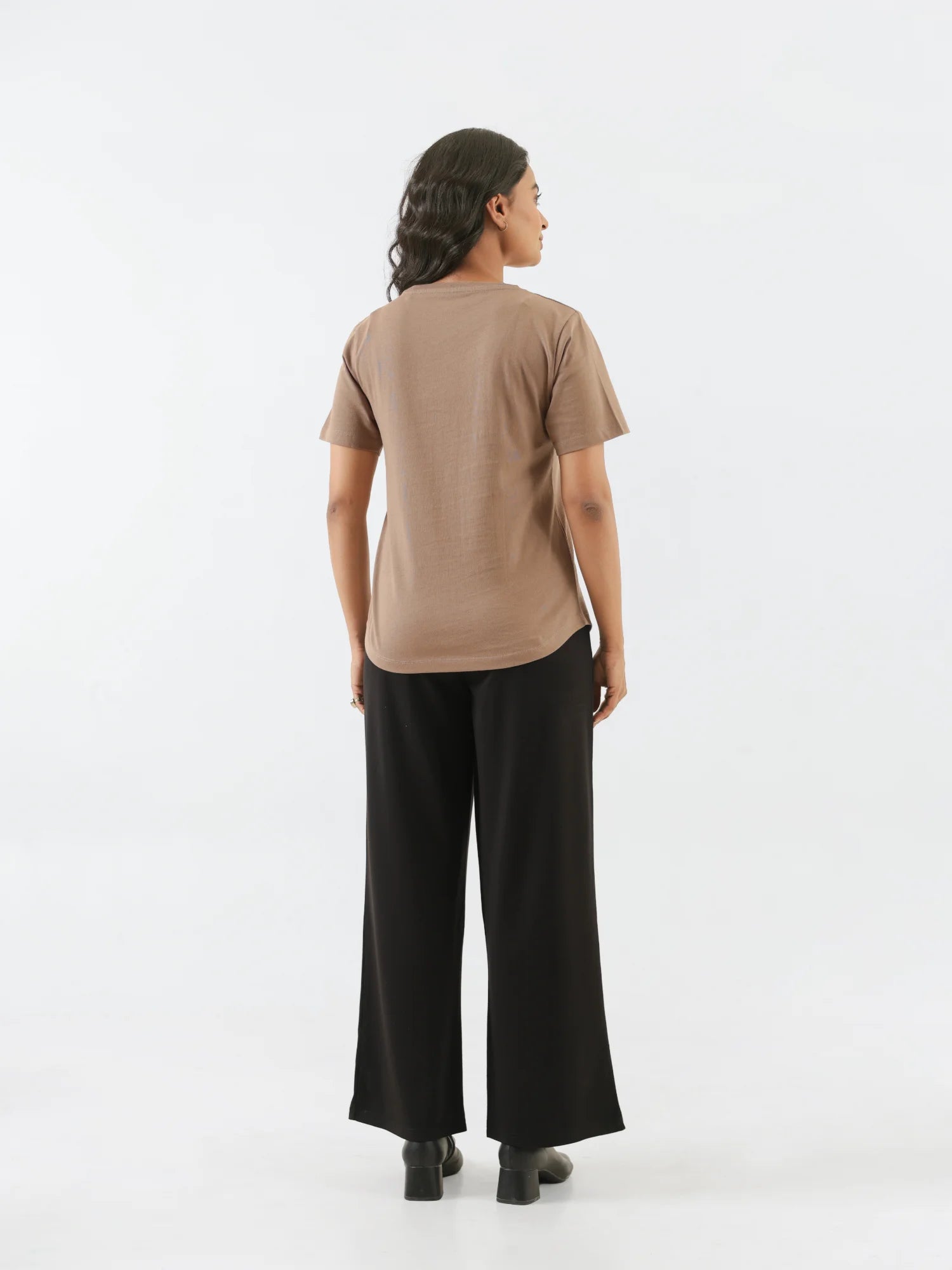 Women Mesa Taupe Round Neck T-shirt