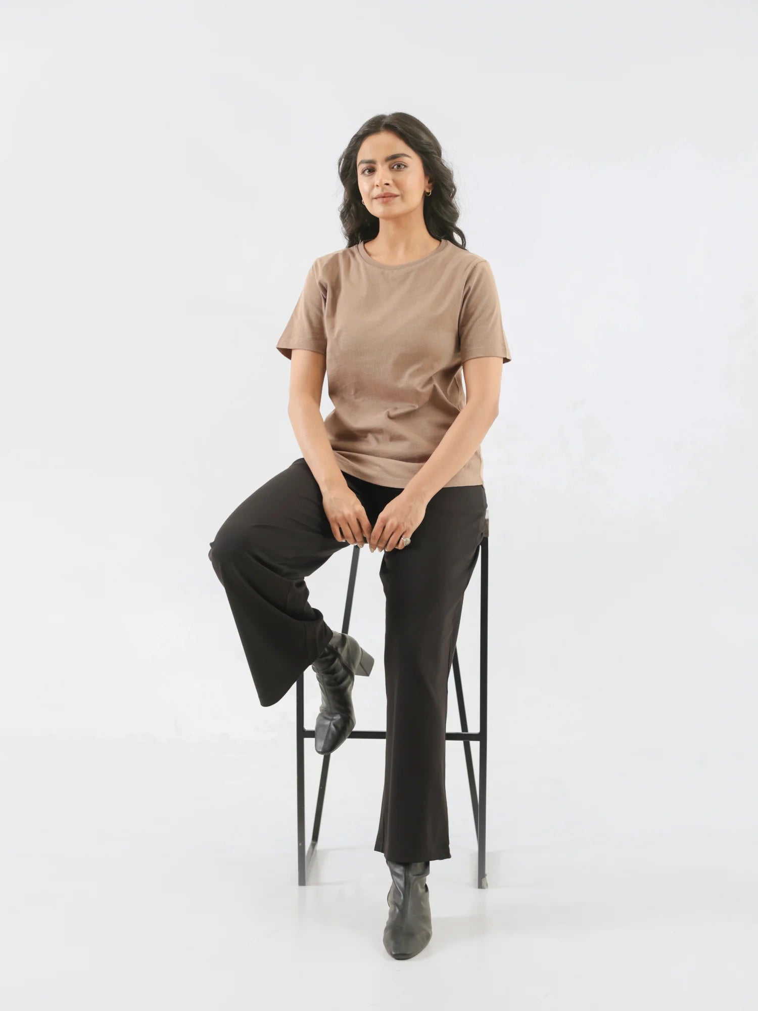 Women Mesa Taupe Round Neck T-shirt