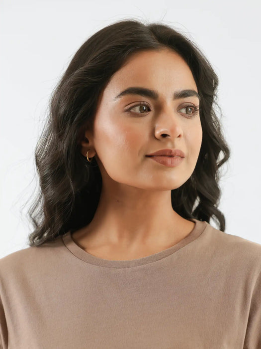 Women Mesa Taupe Round Neck T-shirt