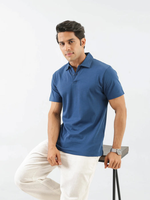 Men Midnight Blue Polo T-shirt