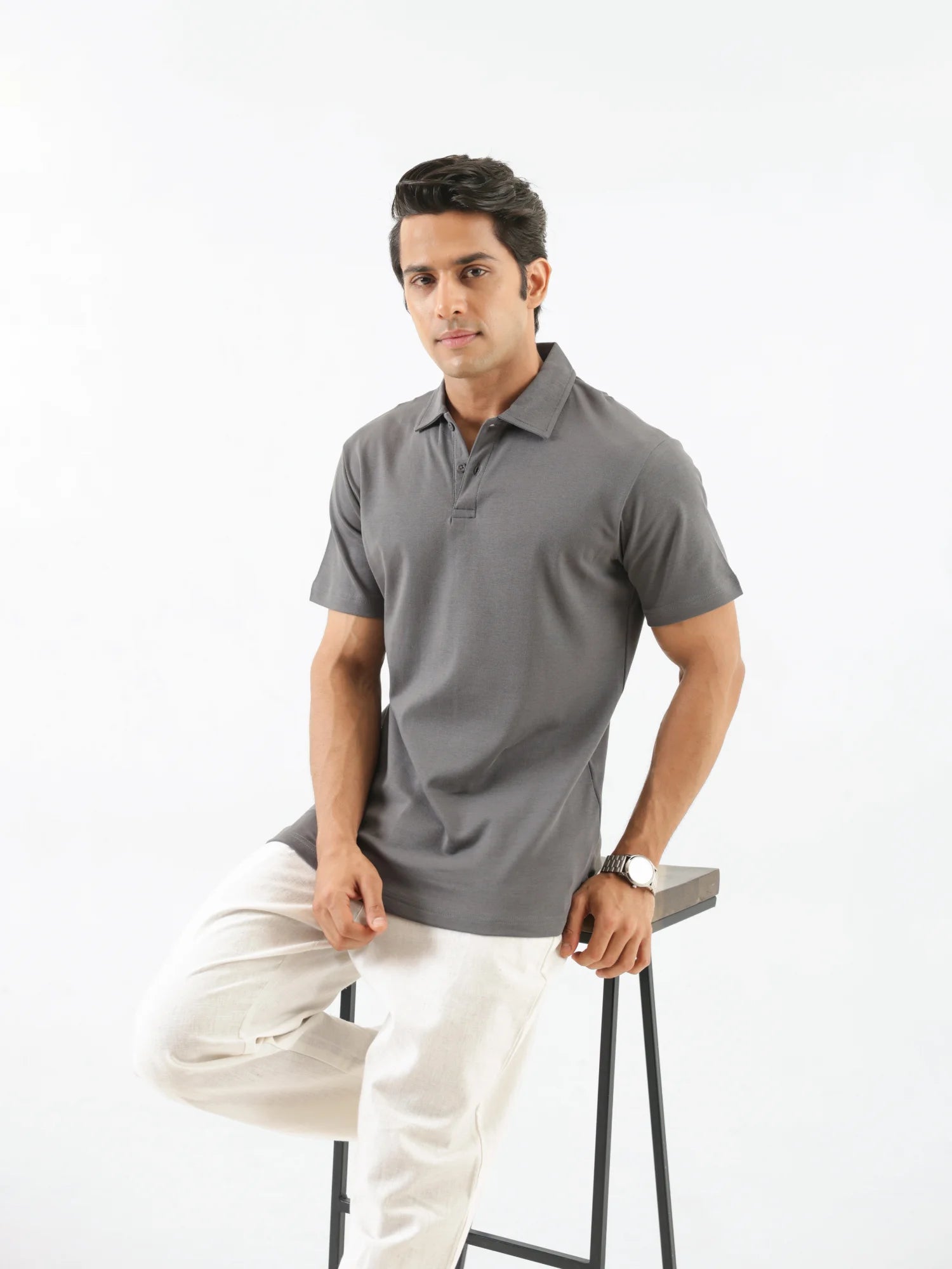 Men German Grey Polo T-shirt