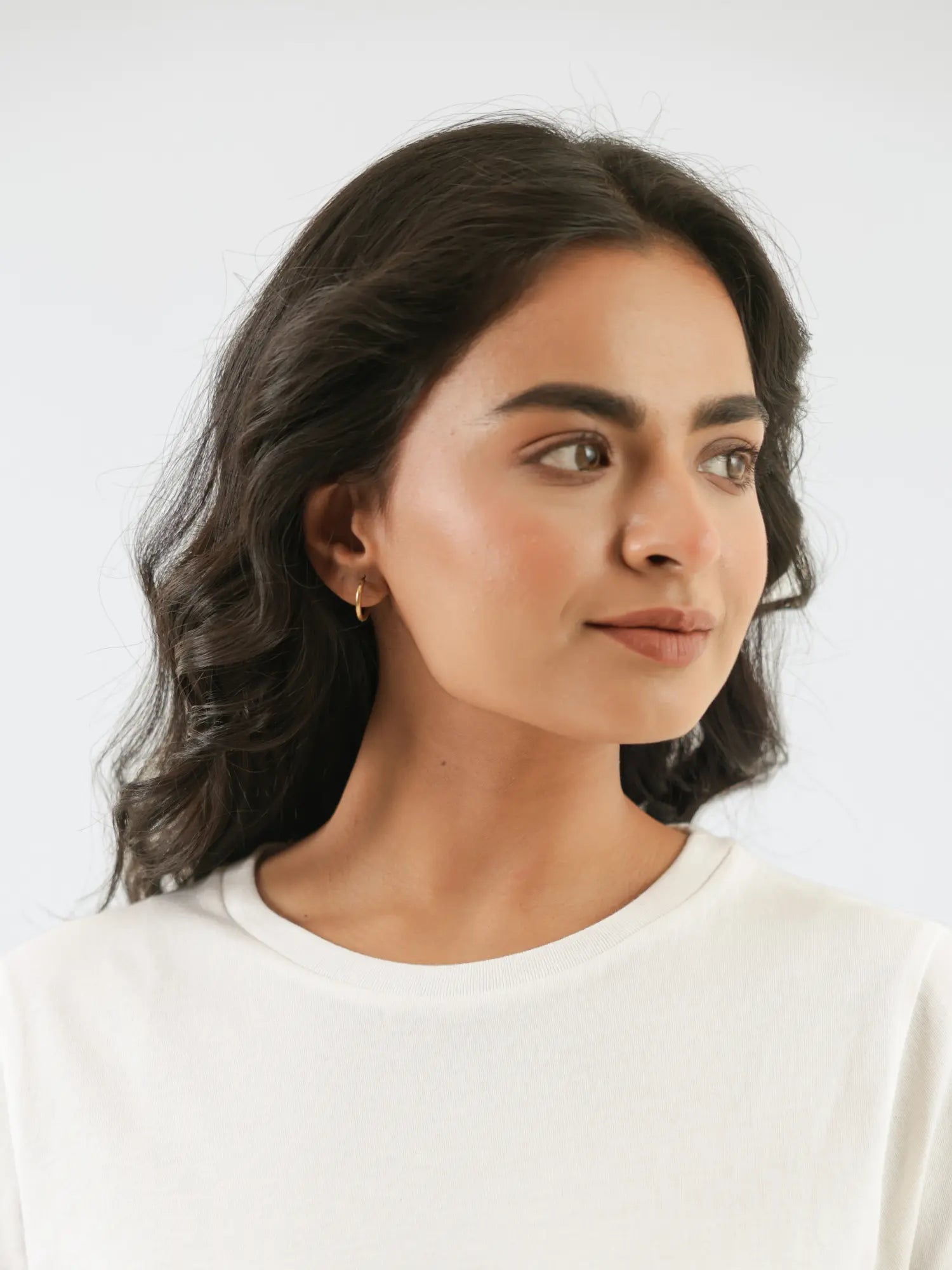 Women Off White Round Neck T-shirt