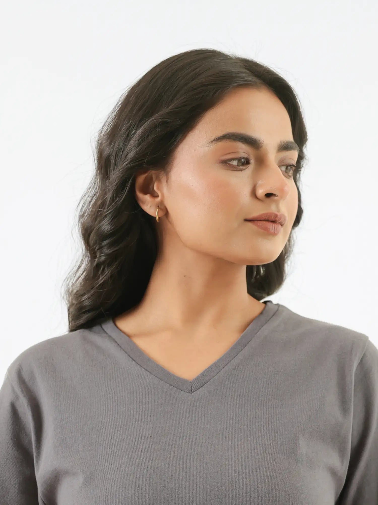 Women German Grey V-neck T-shirt