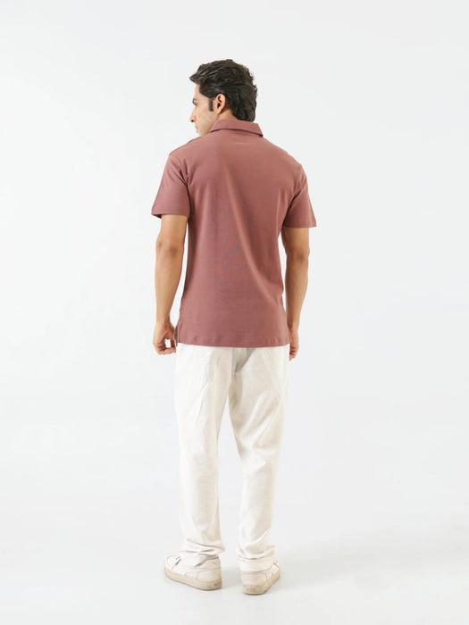 Men Rose Taupe Polo T-shirt