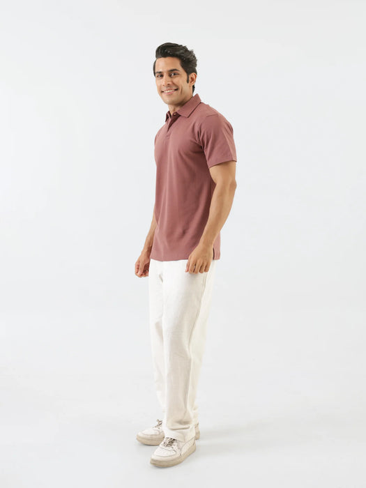 Men Rose Taupe Polo T-shirt