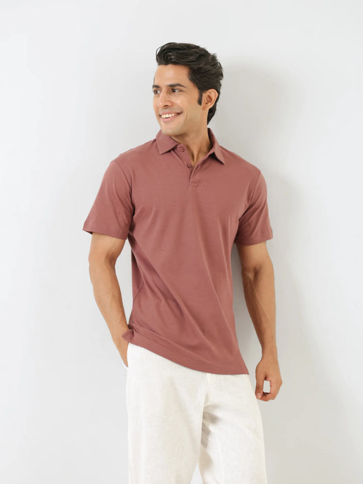 Men Rose Taupe Polo T-shirt