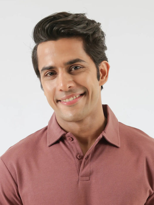Men Rose Taupe Polo T-shirt
