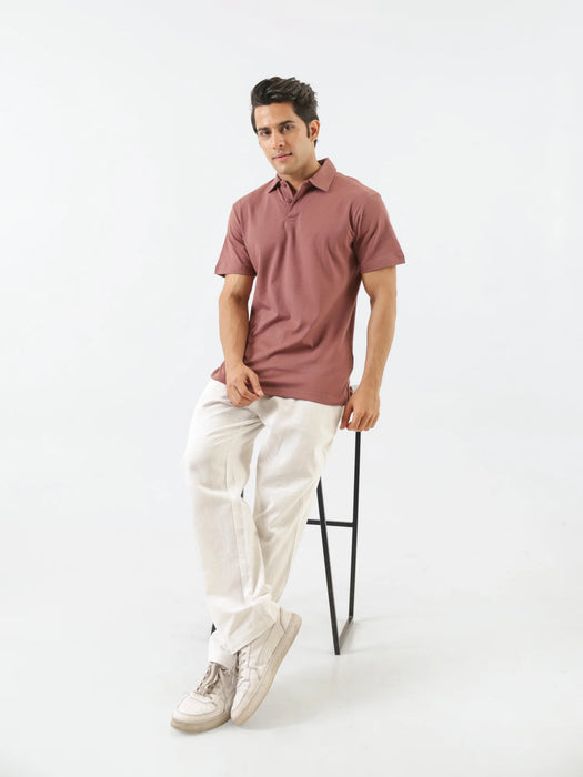 Men Rose Taupe Polo T-shirt