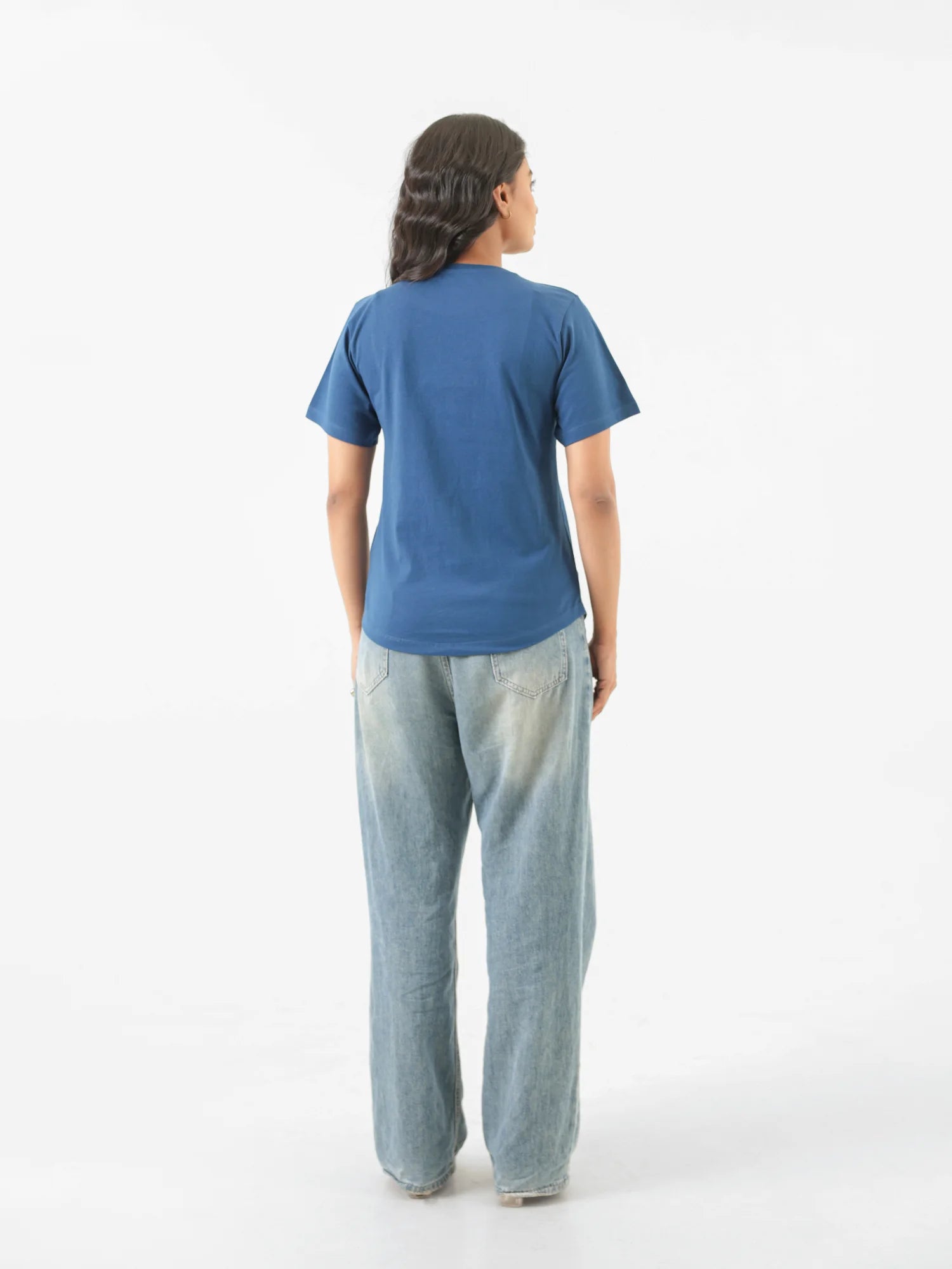Women Midnight Blue Round Neck T-shirt