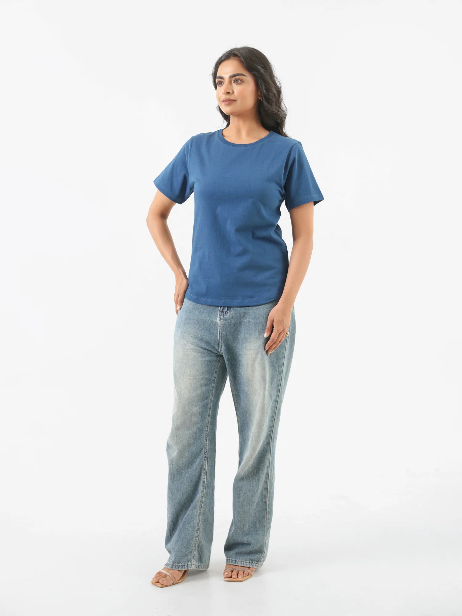 Women Midnight Blue Round Neck T-shirt