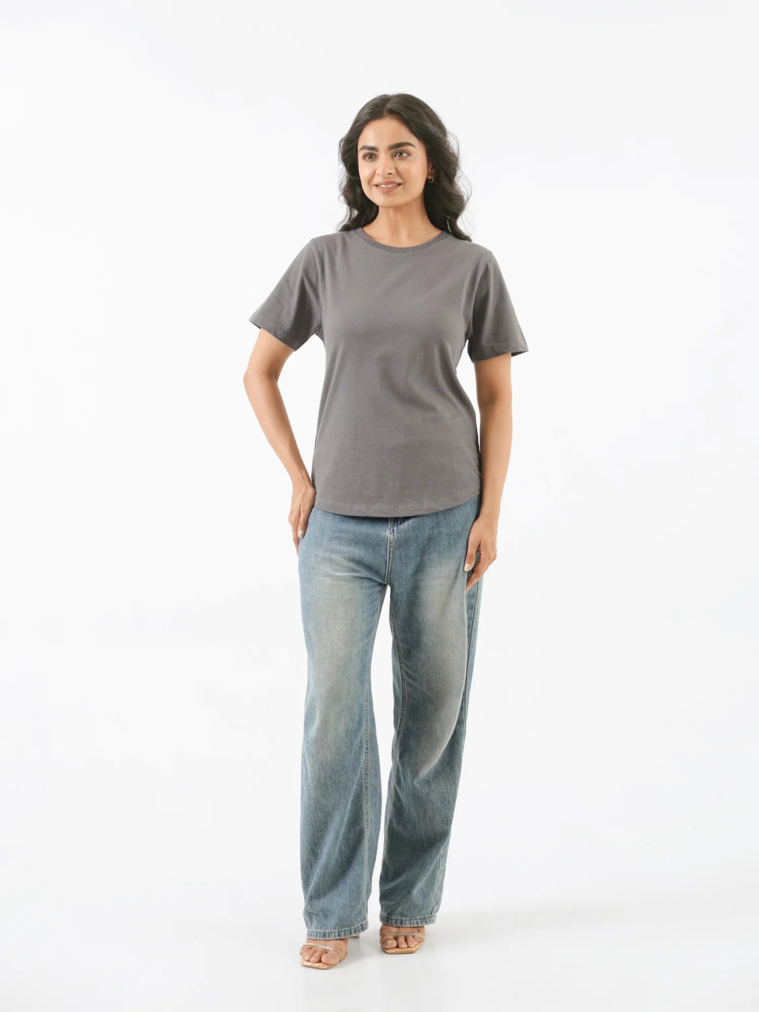 Women German Grey Round Neck T-shirt
