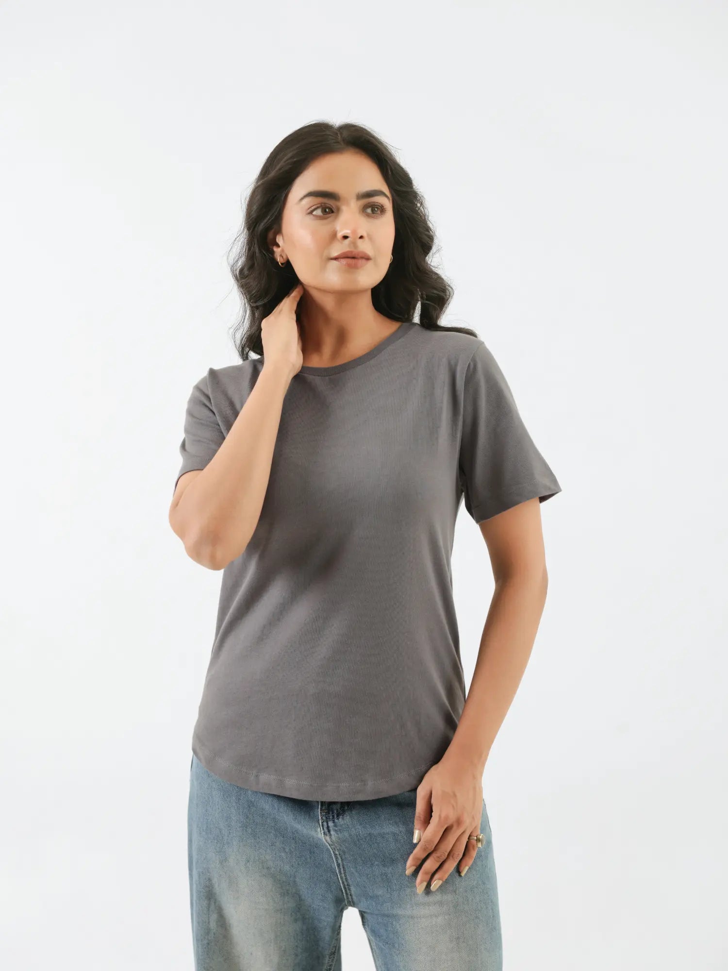 Women German Grey Round Neck T-shirt