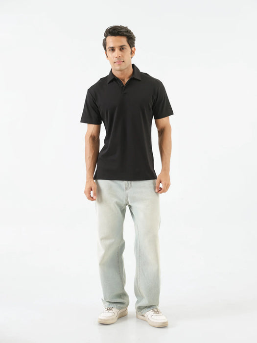 Men Black Polo T-shirt