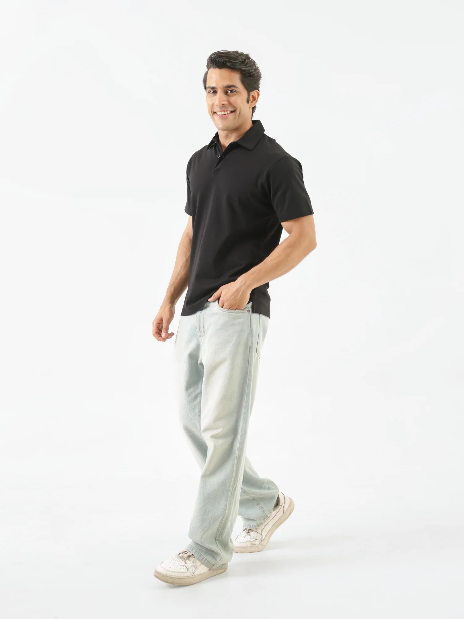 Men Black Polo T-shirt