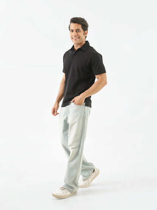 Men Black Polo T-shirt