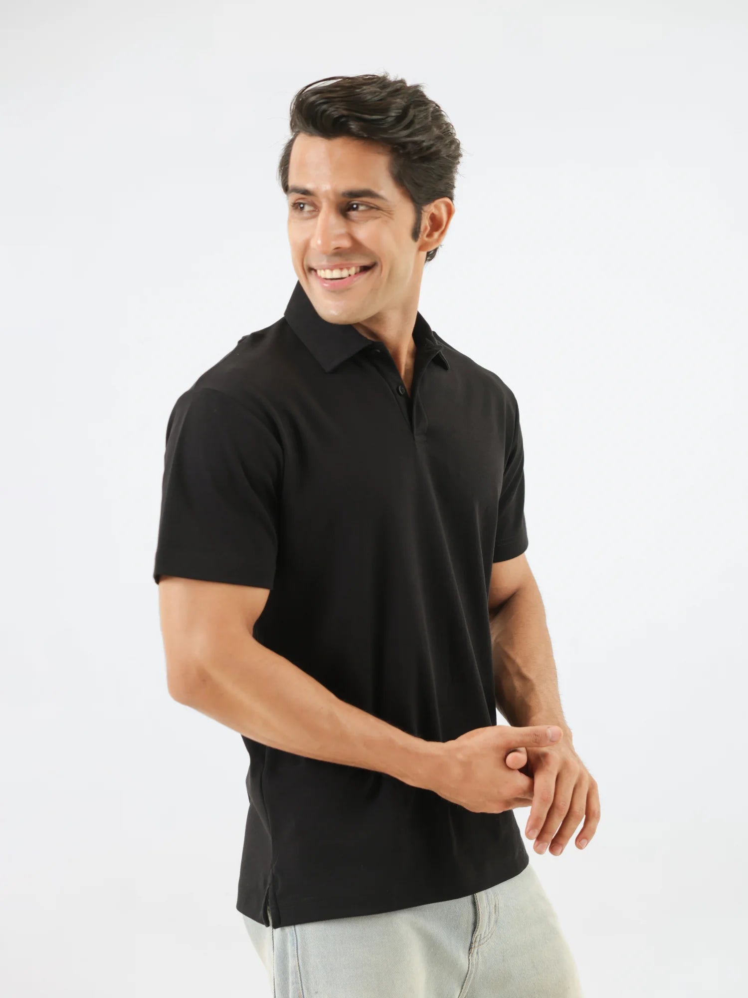Men Black Polo T-shirt