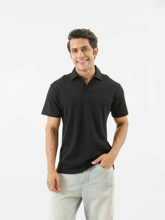 Men Black Polo T-shirt