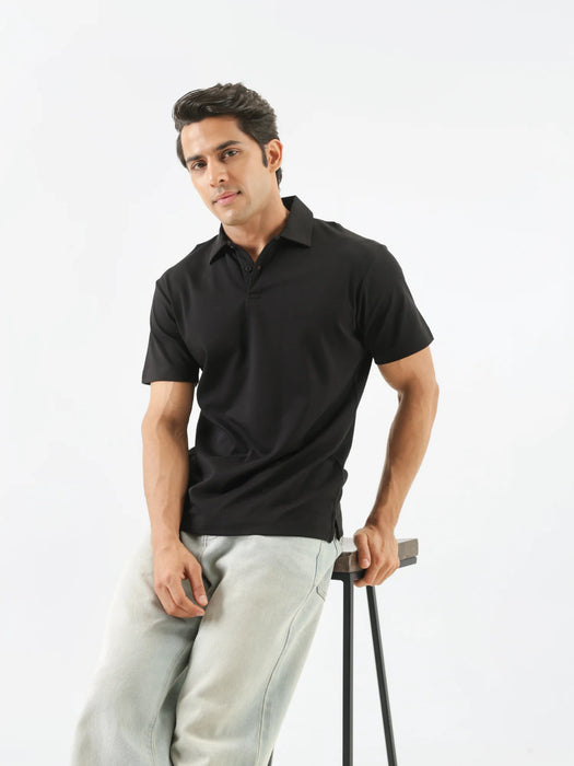 Men Black Polo T-shirt
