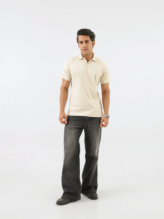 Men Beige Polo T-shirt