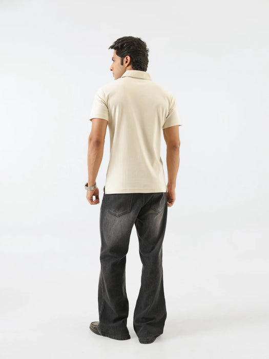 Men Beige Polo T-shirt