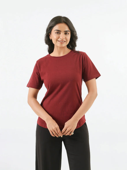 Pick Any 5 Women Round Neck T-shirt - Maroon