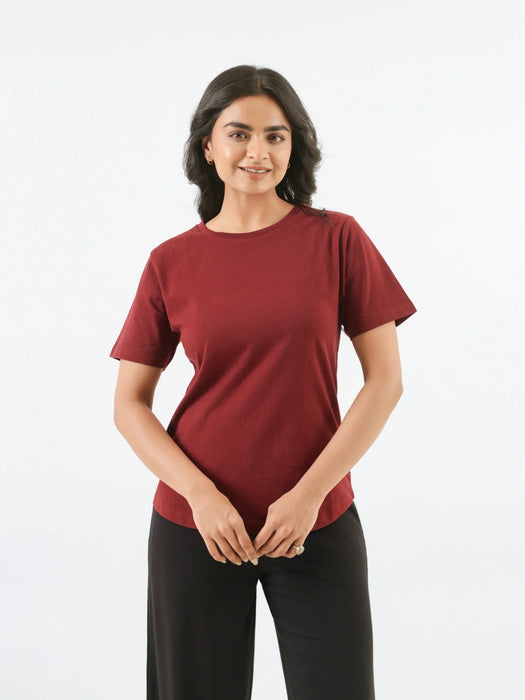 Pick Any 6 Women Round Neck T-shirt - Maroon