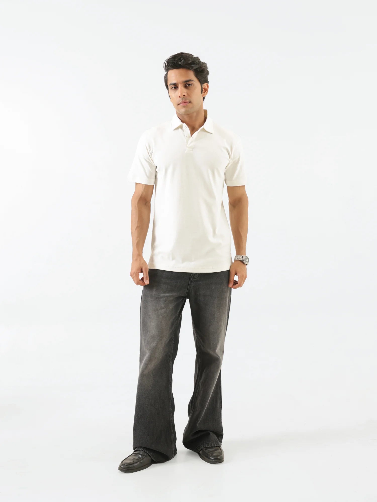 Men Off White Polo T-shirt