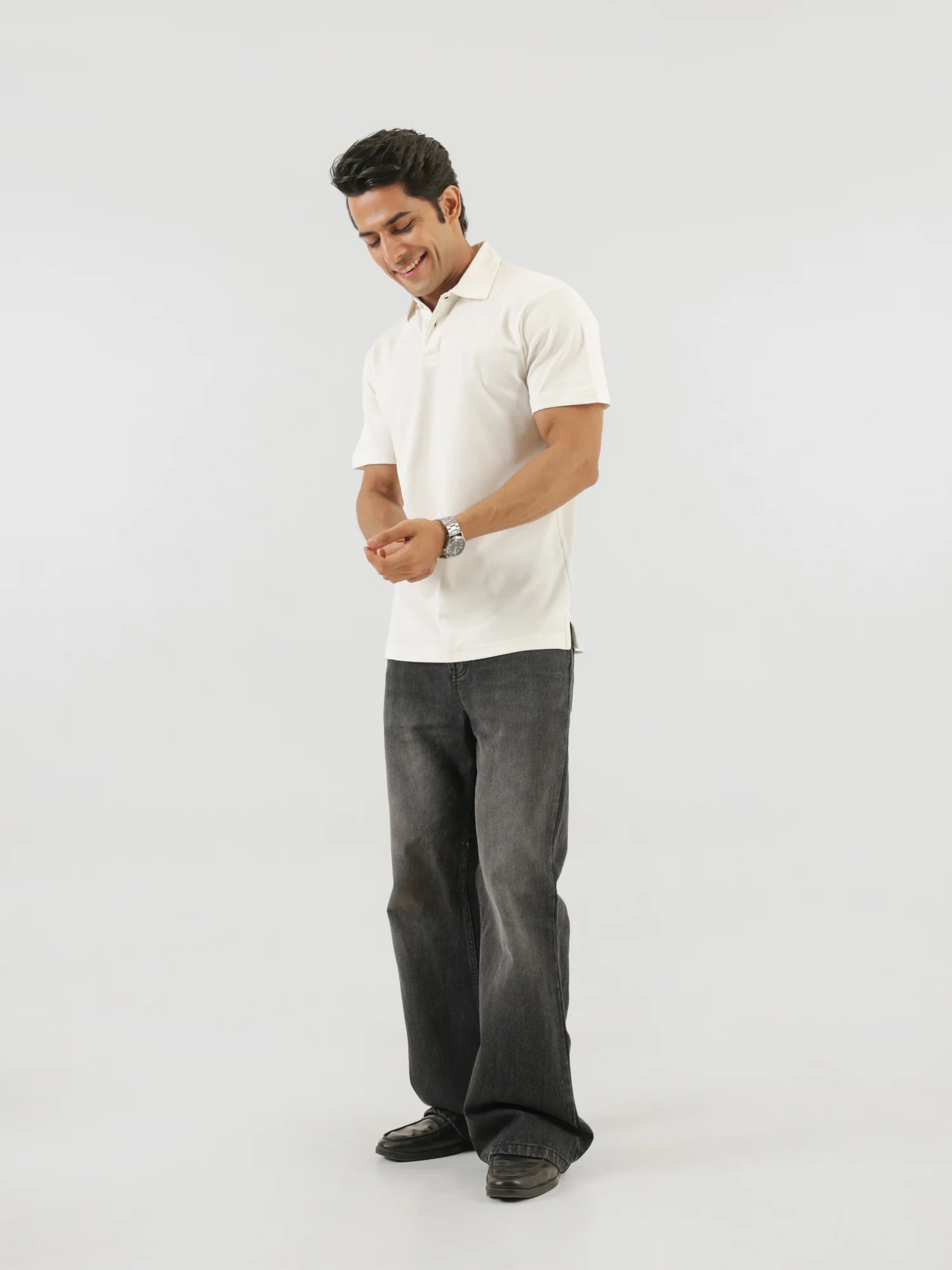 Men Off White Polo T-shirt