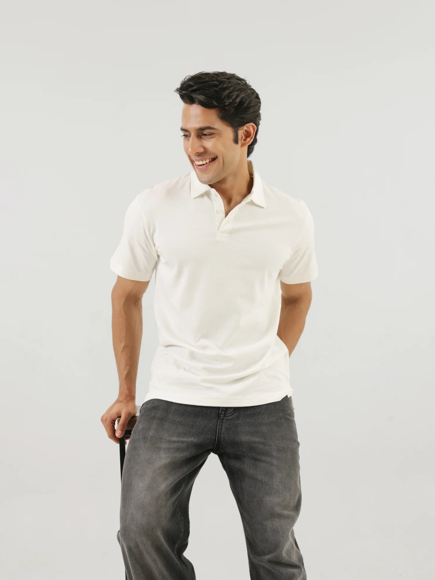 Men Off White Polo T-shirt