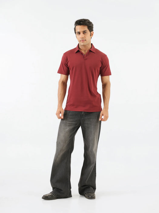 Men Maroon Polo T-shirt