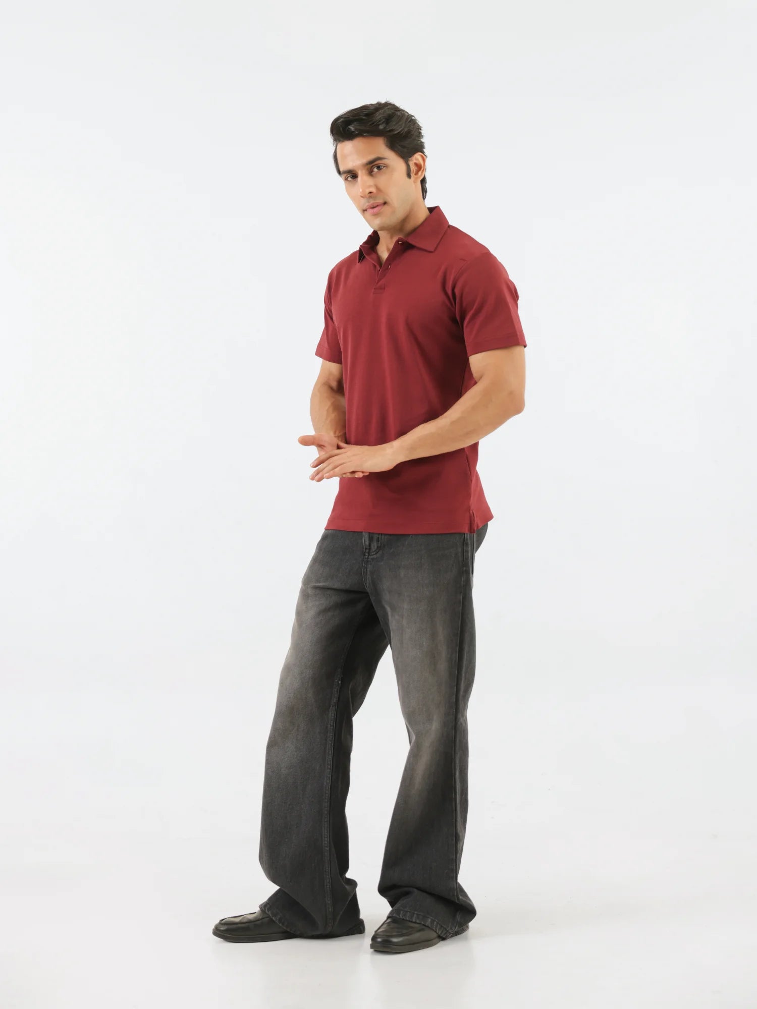 Men Maroon Polo T-shirt