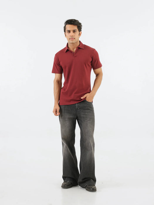 Men Maroon Polo T-shirt