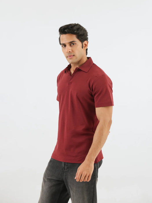 Men Maroon Polo T-shirt