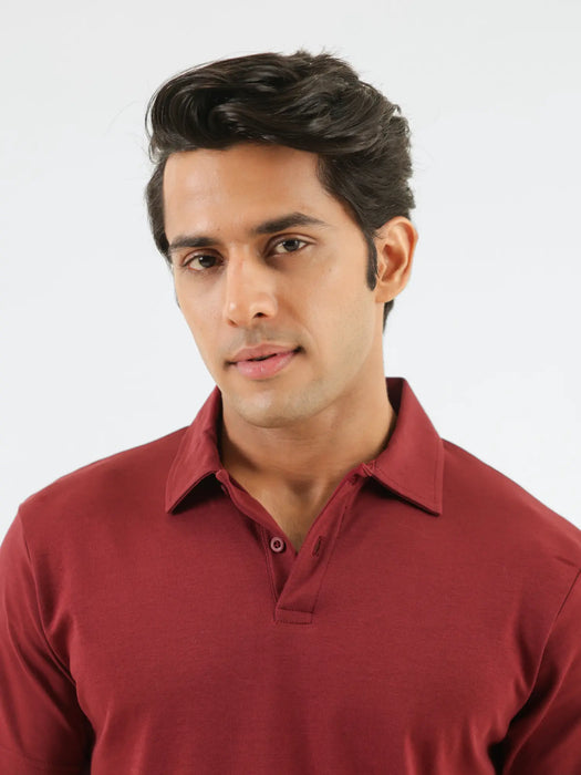 Men Maroon Polo T-shirt
