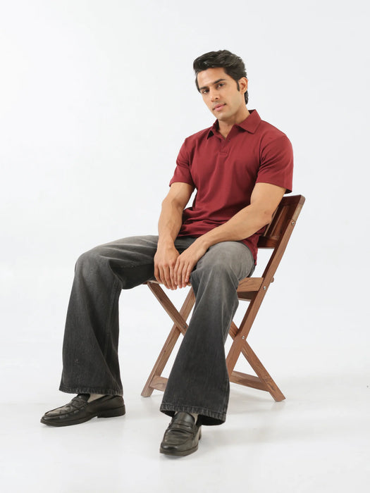 Men Maroon Polo T-shirt