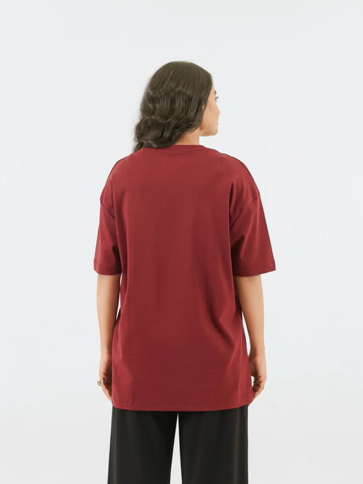 Women Maroon Oversized T-shirt - Maroon