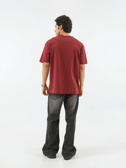 Men Maroon Oversized T-shirt - Maroon